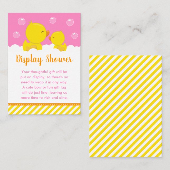 Rubber Ducky Gult and Rosa Visning Shower Tilläggskort (Fram/baksida)