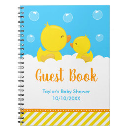 Rubber Ducky Gult Blue Baby Shower Guest Bok Anteckningsbok