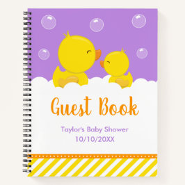 Rubber Ducky Gult Lila Baby Shower Guest Bok