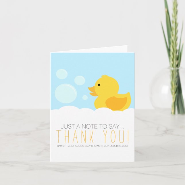 Rubber Ducky Gult Neutralt Baby Shower Tack (Framsida)