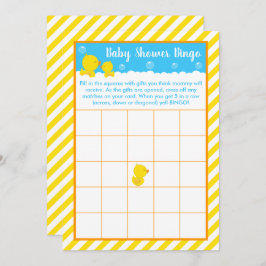Rubber Ducky Gult och Blue Baby Shower Bingo Inbjudningar