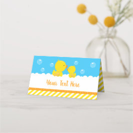 Rubber Ducky Gult och Blue Baby Shower Placeringskort