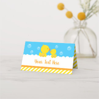 Rubber Ducky Gult och Blue Baby Shower Placeringskort