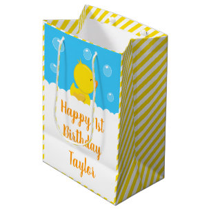 Rubber Ducky Gult och Blue Grattis på födelsedagen