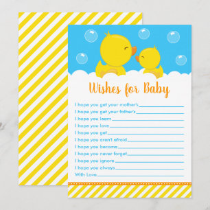 Rubber Ducky Gult och Blue Önskemål för Baby Inbjudningar