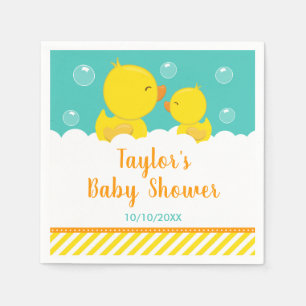 Rubber Ducky Gult och Grönt Baby Shower Pappersservett