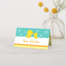 Rubber Ducky Gult och Grönt Baby Shower Placeringskort