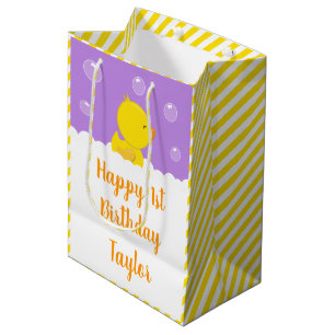 Rubber Ducky Gult och Lila Grattis på födelsedagen