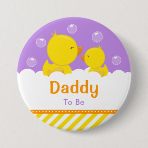 Rubber Ducky Gult och Lila pappa att bli Knapp