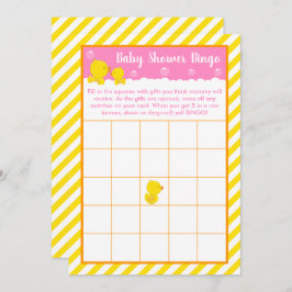 Rubber Ducky Gult och Rosa Baby Shower Bingo Inbjudningar