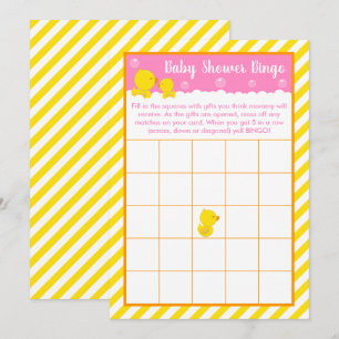 Rubber Ducky Gult och Rosa Baby Shower Bingo Inbjudningar