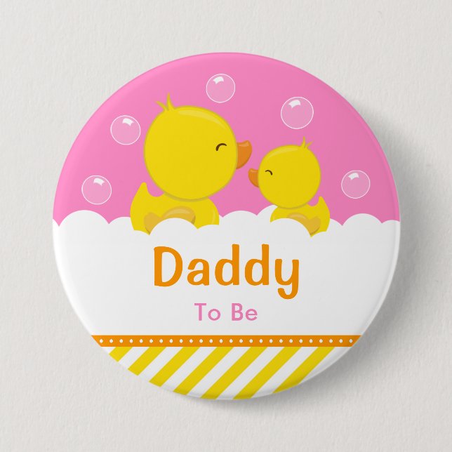 Rubber Ducky Gult och Rosa pappa att bli Knapp (Framsida)