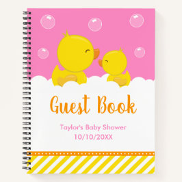 Rubber Ducky Gult Rosa Baby Shower Guest Bok
