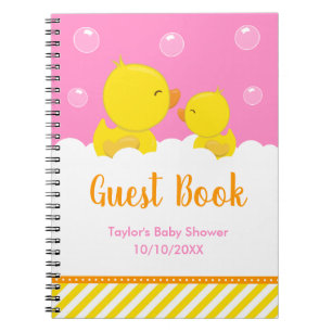 Rubber Ducky Gult Rosa Baby Shower Guest Bok Anteckningsbok