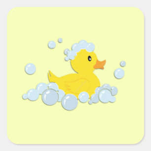 Rubber Ducky i Bubbles Fyrkantigt Klistermärke