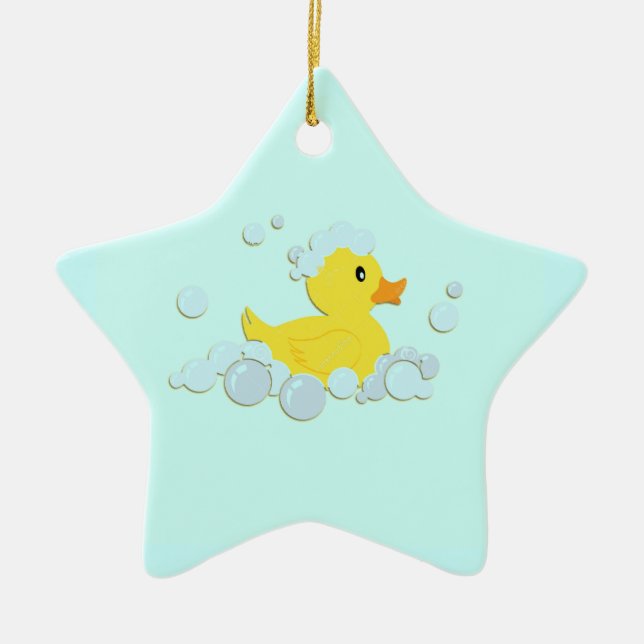 Rubber Ducky i Bubbles Julgransprydnad Keramik (Framsidan)