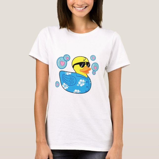 Rubber Ducky i Hawaiian Shirt med Bubbles Tee (Framsida)