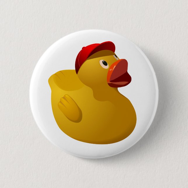 Rubber Ducky med baseballhatten - klämma fast Knapp (Framsida)