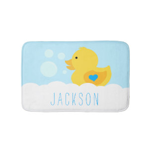 Rubber Ducky med blått hjärta Badrumsmatta
