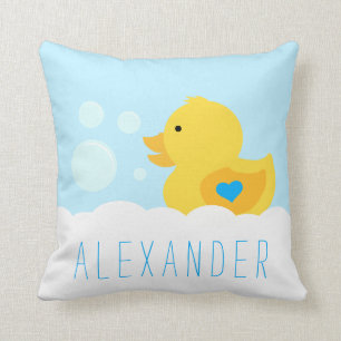 Rubber Ducky med blått hjärta Kudde
