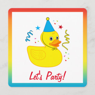 Rubber Ducky med Hat Födelsedagsfest Inbjudningar