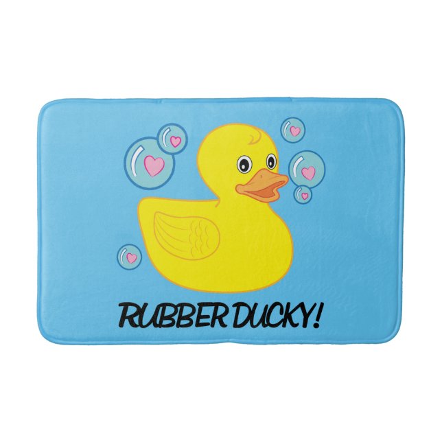 Rubber Ducky med Hjärta-Fyllt bubblar Badrumsmatta (Framsidan)