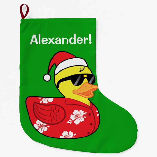 Rubber Ducky Namn-Anpassade för jul Stor Julstrumpa (Framsidan)