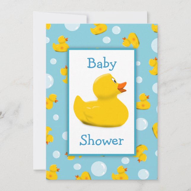 Rubber Ducky och bubblar temababy shower Inbjudningar (Framsida)