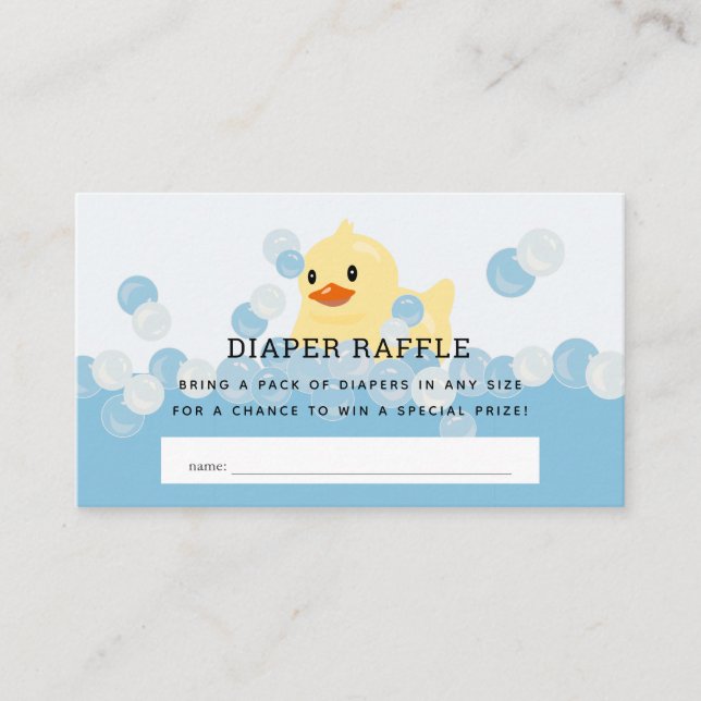 Rubber Ducky Pojke Blue Diaper Raffle Biljett Tilläggskort (Framsida)