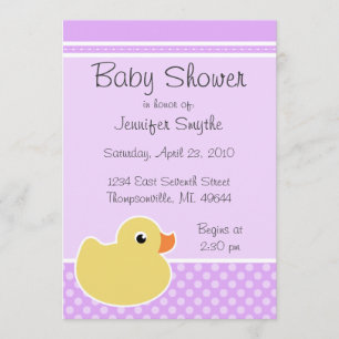 Rubber Ducky purpurfärgade baby showerinbjudningar Inbjudningar