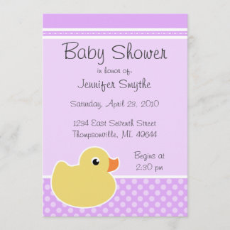 Rubber Ducky purpurfärgade baby showerinbjudningar Inbjudningar