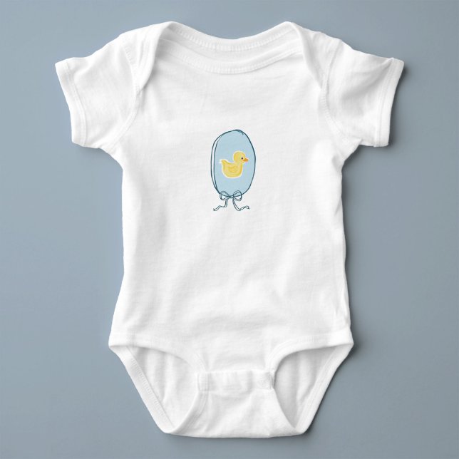 Rubber Ducky Ribbon Ram T Shirt (Sweet yellow and blue rubber ducky framed in a ribbon and bow baby bodysuit.)