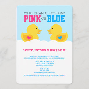 Rubber Ducky Rosa eller Blue Gender Reveal Party Inbjudningar