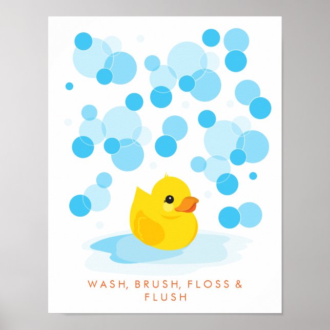 Rubber Ducky | Tvätta, Pensel, Töm och Töm utskrif Poster (Framsidan)
