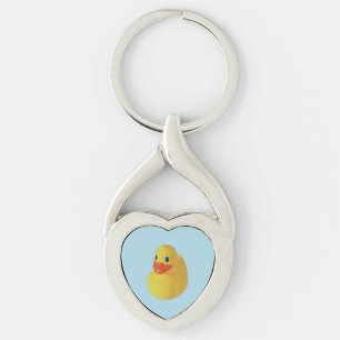Rubber Ducky Twisted Heart Silverfärgad Nyckelring