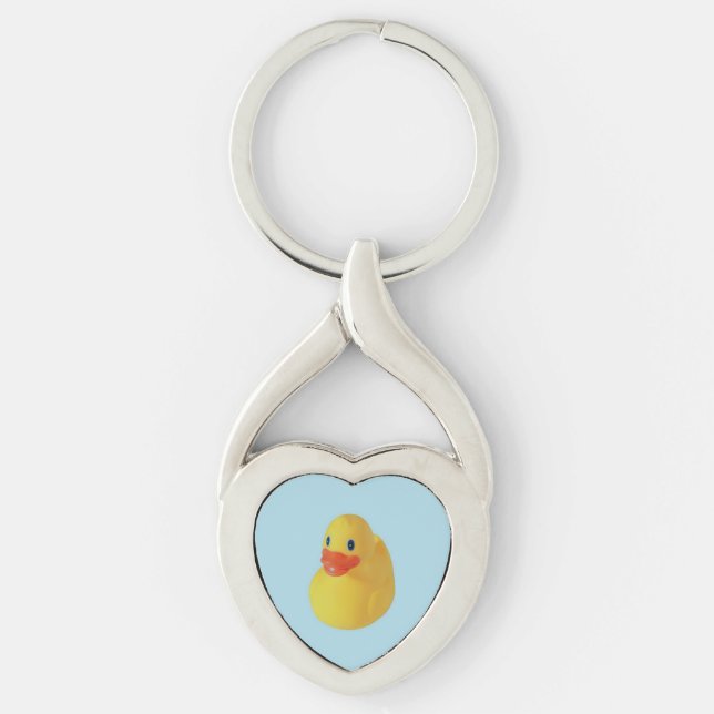 Rubber Ducky Twisted Heart Silverfärgad Nyckelring (Framsidan)