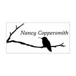 Rubber Frimärke - Namn med Hummingbird Självfärgande Stämpel