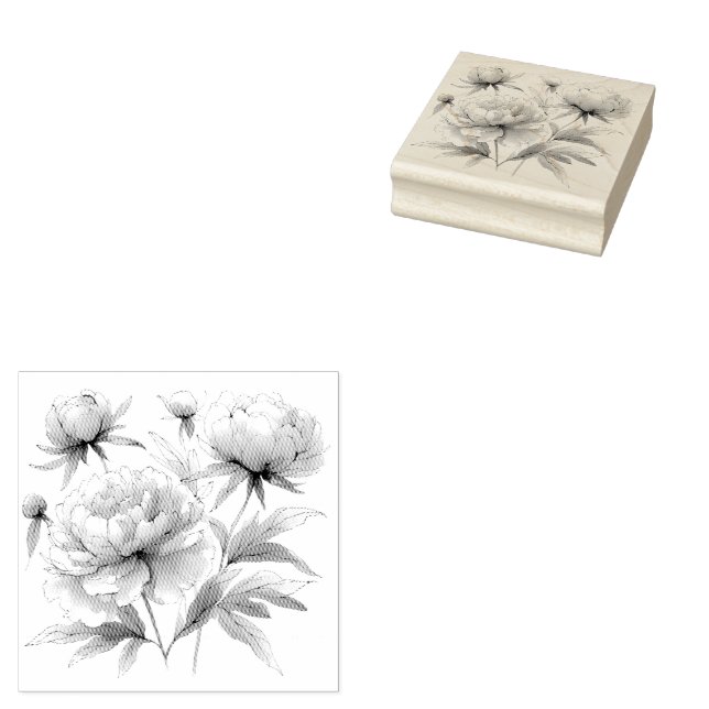 Rubber Frimärke Peonies Var01 Stämpel (Stämplad)