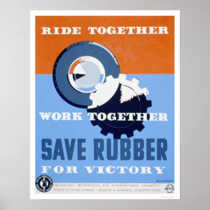 Rubber pendlingssträcka för spara 1943 WPA Poster