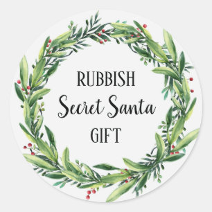 Rubbish Secret Santa Gift Blommigt WandeFunny Runt Klistermärke
