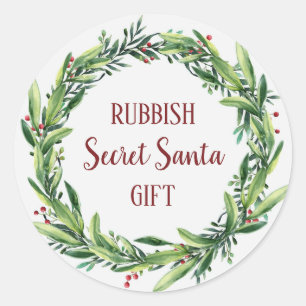 Rubbish Secret Santa Gift Blommigt WandeFunny Runt Klistermärke