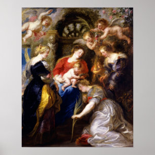 Rubens - Crowning av Saint Catherine Poster