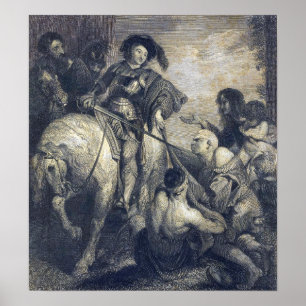 Rubens - St Martin som delar hans kläder Poster