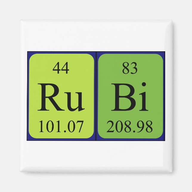 Rubi periodiskt bord namn magnet (Framsidan)