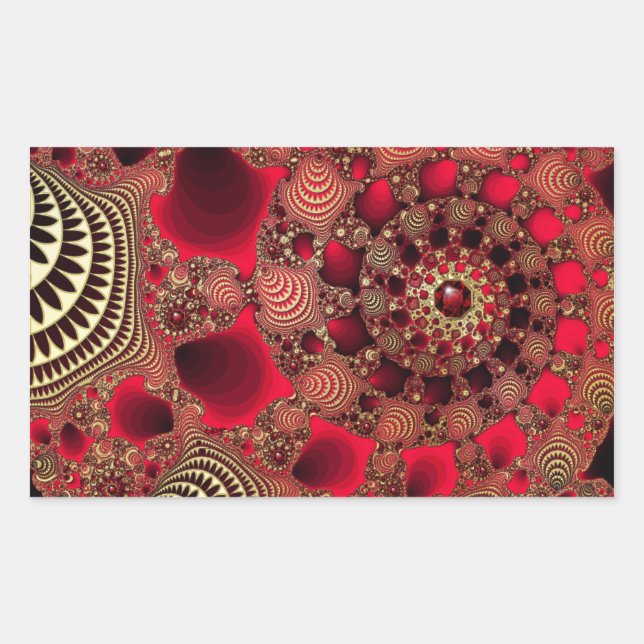 Rubies & Guld Stickers Rektangulärt Klistermärke (Framsida)