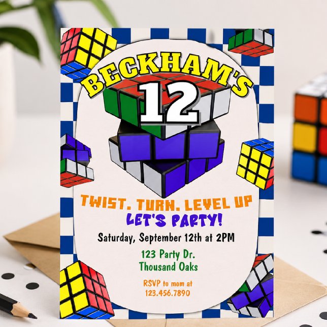 Rubik's Cube Birthday | Puzzle Cube Party Inbjudningar (Skapare uppladdad)