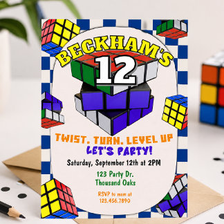 Rubiks kub födelsedag | Pusselkub parti Inbjudningar