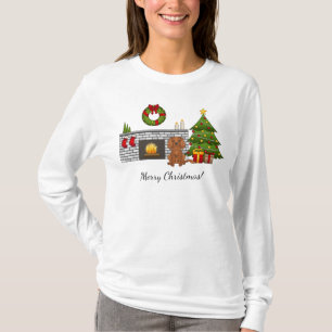 Rubin Cavalier Hund i Festlig Julrum T Shirt