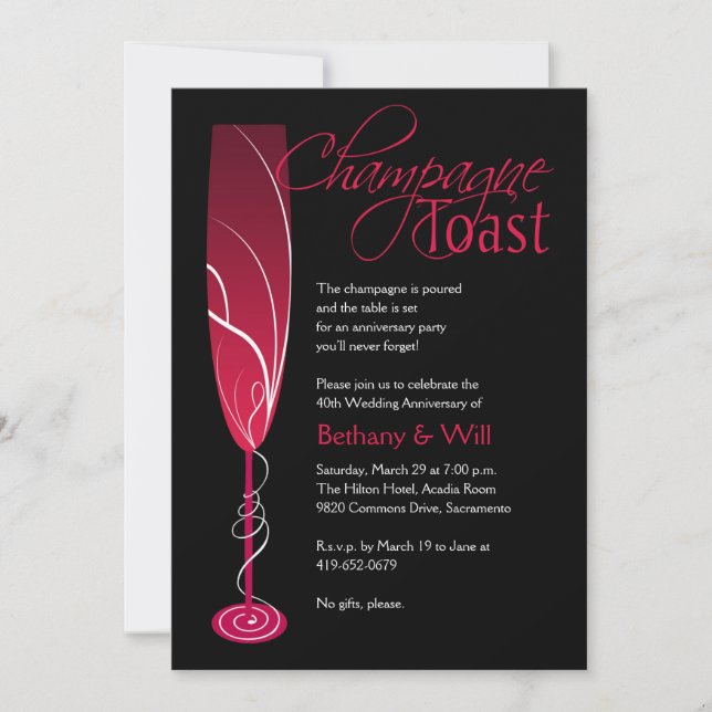 Rubin Champagne Toast Inbjudan (Framsida)