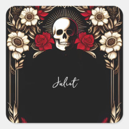 Rubin Klart Vitt Hjärta Rött Svart Bröllopsdusch Fyrkantigt Klistermärke